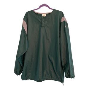 Vintage Adidas Lightweight Pullover Windbreaker Jacket Green Grey Snap Placket L